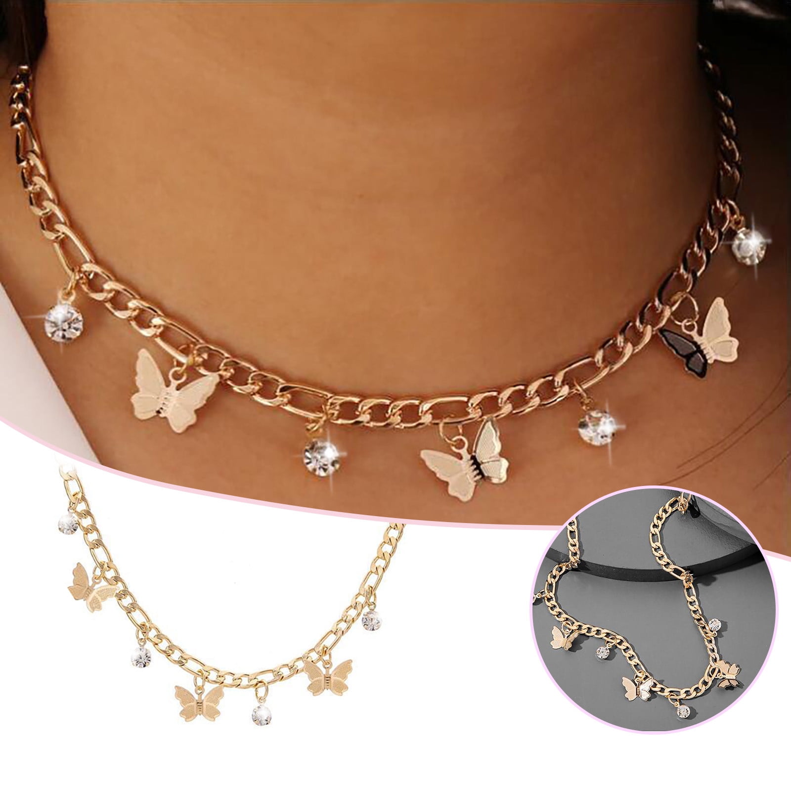 Fashion Dainty beaded Necklace Spring choker necklace Gold Filled Chain Necklace Gold Orange Necklace Minimalist Short Necklace