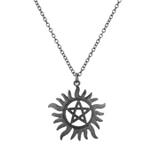 Lux Accessories Hematite Anti Possession Symbol Pentagram Novelty Charm Necklace