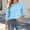 Blue, variant on Women's Round Neck Blouse Adjustable 3/4 Sleeve with Side Button Loose Fit Casual Tunic Tops for Ladies Daily & Weekend Wear S-3XL White