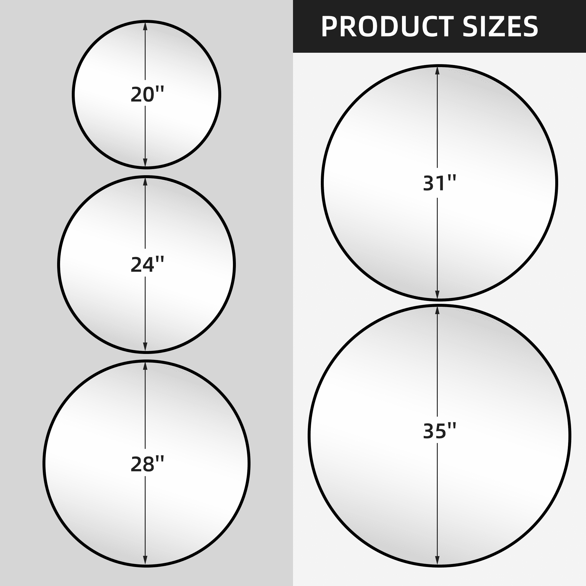 MAYEERTY 31"x31" Wall Mounted Vanity Mirror Modern Bathroom Vanity Mirror for Bedroom
