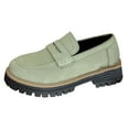 thumbnail image 6 of Penny Loafers for Women Round Toe Classic PU Leather Slip on Dressy Shoes Lug Sole Low Heel Business Casual Shoes Light Green Size 7, 6 of 7