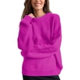 thumbnail image 2 of Duoif Sweaters for Women Trendy Women's 2025 Crew Neck Long Sleeve Casual Loose Ribbed Knit Solid Soft Pullover Sweater Tops Women's Sweaters Womens Tops Hot Pink S, 2 of 7