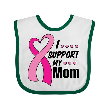 

Inktastic Breast Cancer Awareness I Support My Mom with Pink Ribbon Boys or Girls Baby Bib