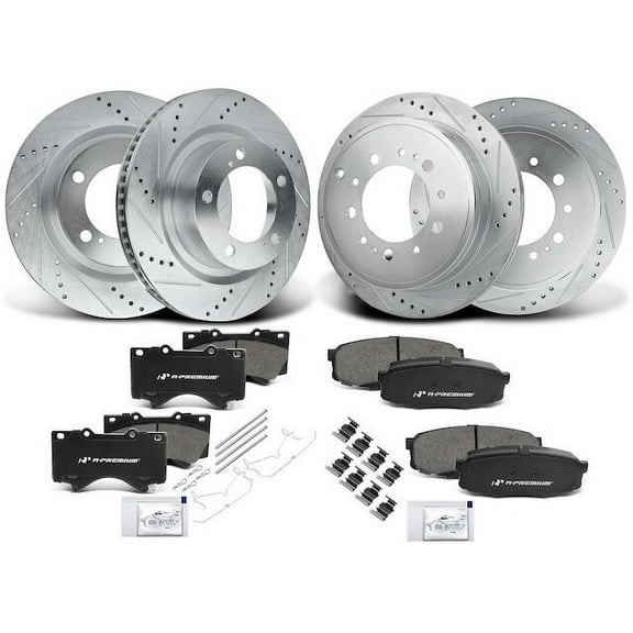 Brake Pad and Rotor Kit 12 - Compatible with 2007 - 2021 Toyota Tundra 2008 2009 2010 2011 2012 2013 2014 2015 2016 2017 2018 2019 2020