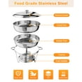 thumbnail image 3 of AOILE 5QT Chafing Dish Buffet Set of 2 Pack, Round Stainless Steel Food Warmers Buffet Servers Sets, Chafer with Food & Water Pan, Lid, Frame, Fuel Holder for Catering and Parties, 3 of 8