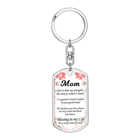 Message To My Mom Swivel Keychain Dog Tag Stainless Steel or 18k Gold