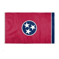 AGAS Tennessee State Flag 5x8 Ft - Double Sided Reverse Print On Back 200D Nylon - Brass Grommets Stitched Edges Fade Proof Sharp Colors Indoor/Outdoor State of Tennessee Large Size Flag