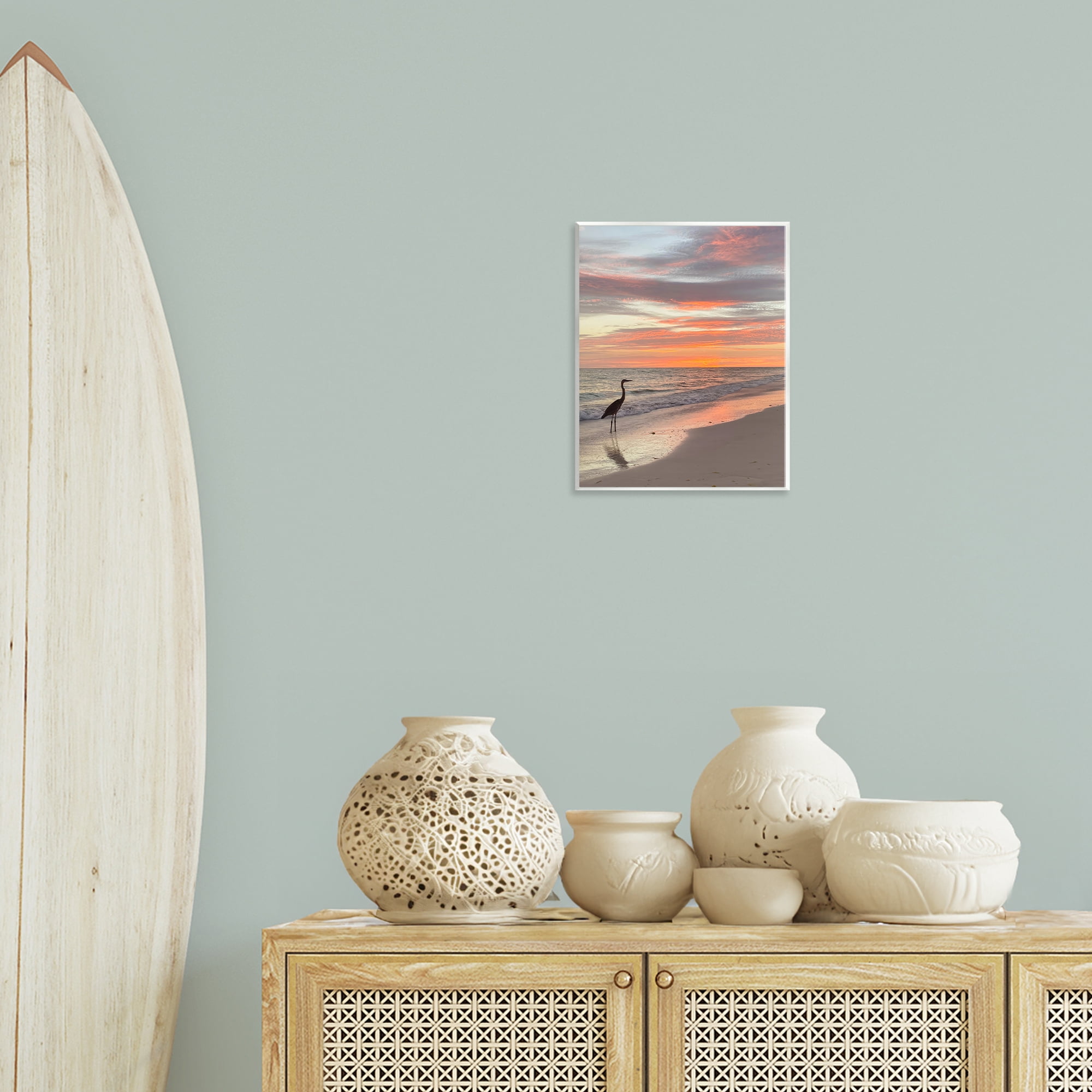 Stupell Industries Lone Egret on Beach Nautical & Beach Photography Unframed Art Print Wall Art, 11 x 14