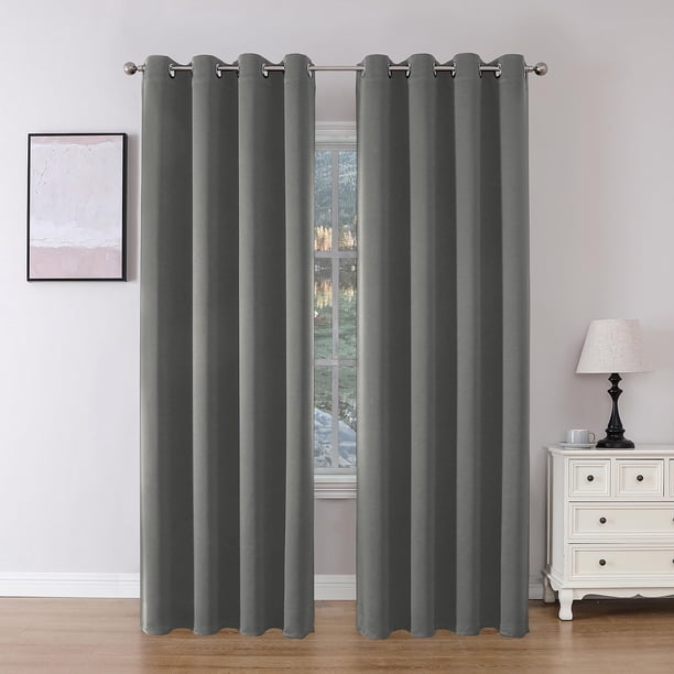 Joydeco Cortinas opacas de 95 pulgadas de largo, 2 paneles, juego de cortinas y cortinas largas con aislamiento térmico, 2 cortinas con ojales para oscurecer la habitación, para sala de estar, dormito
