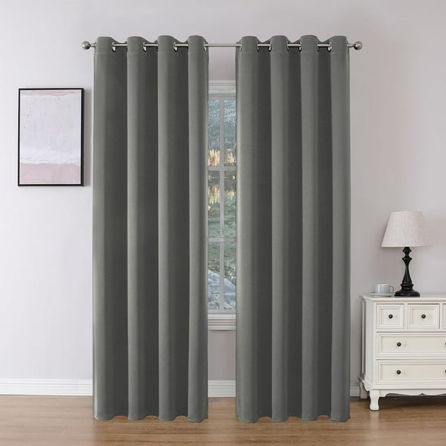 Joydeco Cortinas opacas de 95 pulgadas de largo, 2 paneles, juego de cortinas y cortinas largas con aislamiento térmico, 2 cortinas con ojales para oscurecer la habitación, para sala de estar, dormito