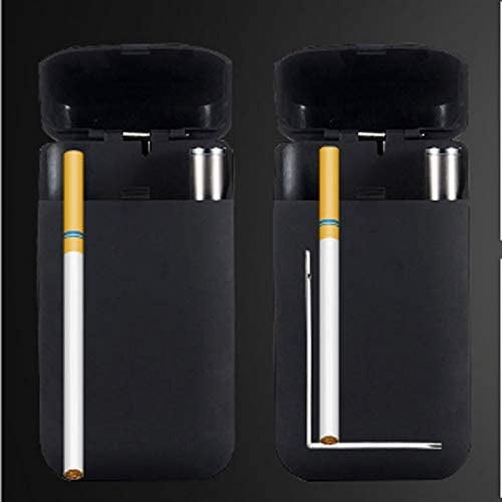Multifunctional 20 PACK SLIM Cigarette Cigar Storage Case With USB Rechargeable Windproof Electric Flame Less Lighter- BLACK COLOR for King Size and Long 100s SLIM Cigarette (FREE CAR sticky pad for P
