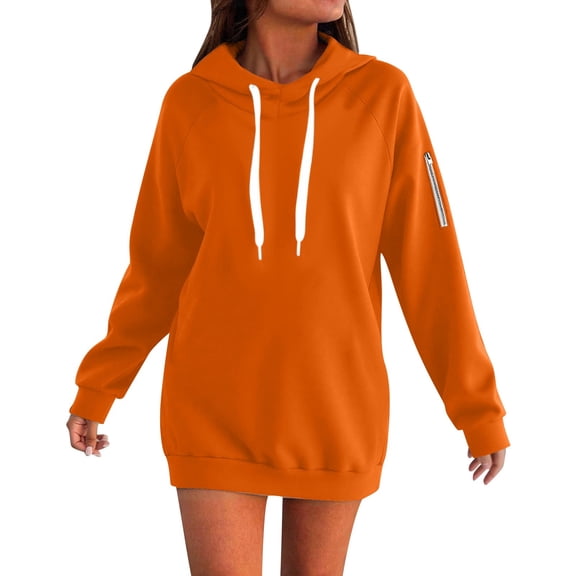 Fgnfyis Zip Up Hoodie Soft Cozy Pullover Long Sleeve Casual Sweatshirt with Pocket for Outdoor Fall Winter Orange XXL