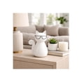thumbnail image 3 of Cat Figurine with Glasses for Home and Bathroom Decor - Porcelain Animal Sculpture for Office and Room - Glam Statue Display for Living Room, Shelf and Coffee Table Ornament - 7", White, 3 of 14