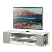 WAMPAT Floating TV Stand Shelf Wall Mounted Entertainment Center Floating Cabinet Media Console Storage Hutch Under TV Grey,39 Inch