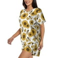 thumbnail image 2 of Rateoe Sunflowers and Bees Pattern Women's Short-Sleeved Pajama Set - 2 Piece Soft and Lightweight Sleepwear Set-X-Large, 2 of 7