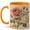 Orange, variant on Vintage Rose Flower Coffee Mug, Pink Cream Botanical Floral Illustration Design, 11 oz Ceramic Cup