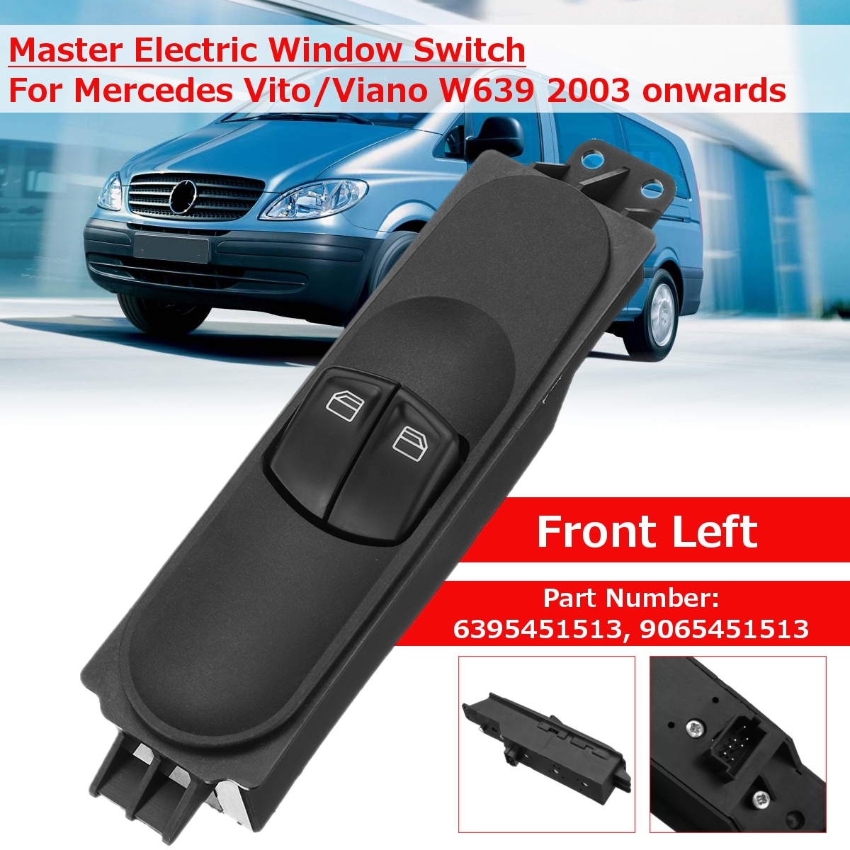 Black High Performance Front Left Master Electric Window Switch For