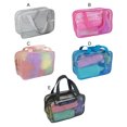 thumbnail image 2 of Cateissary Neceser de viaje para maquillaje, bolsa de cosméticos de baño Visible de malla portátil, contenedor organizador de transporte de Almacenamiento y organización del hogar Gris, 2 of 6