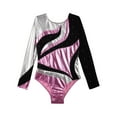 thumbnail image 5 of Alvivi Kids Girls Long Sleeve Gymnastics Leotards Color Block Dance Athletic Jumpsuit Pink 10, 5 of 6