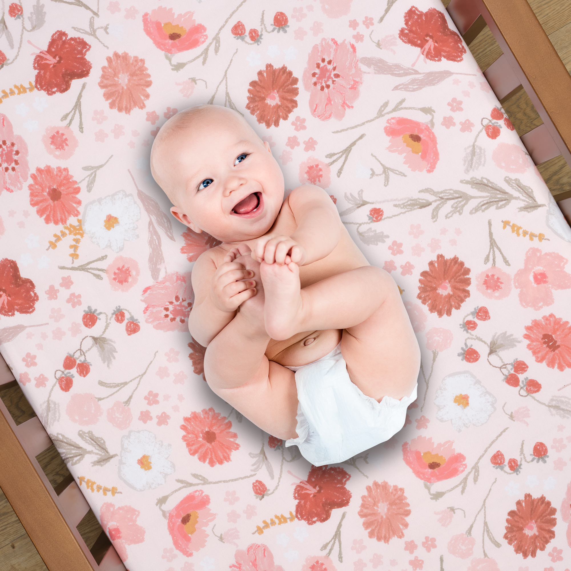 Bedtime Originals Flower Power 3-Piece Floral Baby Nursery Crib Bedding Set