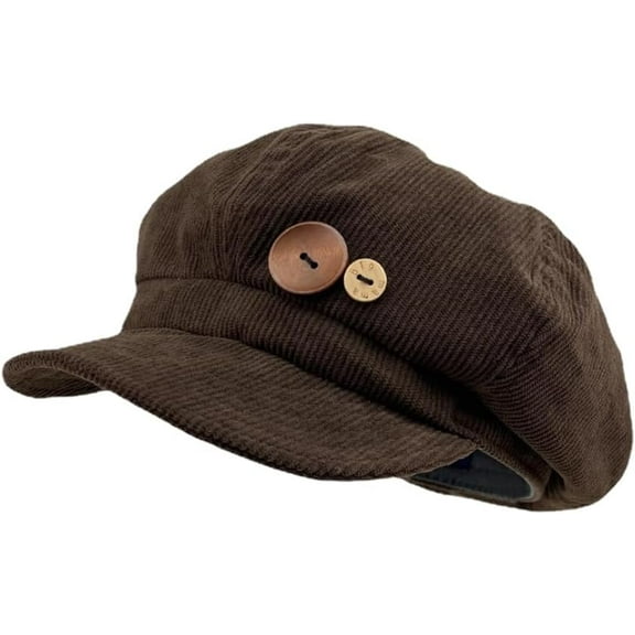 Corduroy Newsboy Hats for Women Vintage Button Decor Paperboy Painter Beret Cap Japanese Y2K Acubi Emo Headwear