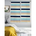 thumbnail image 3 of Minimalist Stripes Sheer Curtains 2 Panels Set Teal Navy Blue Khaki Horizontal Stripe Modern Sheer Window Curtains Light Filtering Rod Pocket Voile Drapes for Bedroom Living Room 52"x63", 3 of 8