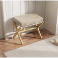 thumbnail image 6 of Bamboohomie Small Ottoman Foot Rest, Foldable Bamboo X-Leg Stool with Padded Cushion, Patio Ottoman for Living Room, Natural, 6 of 8