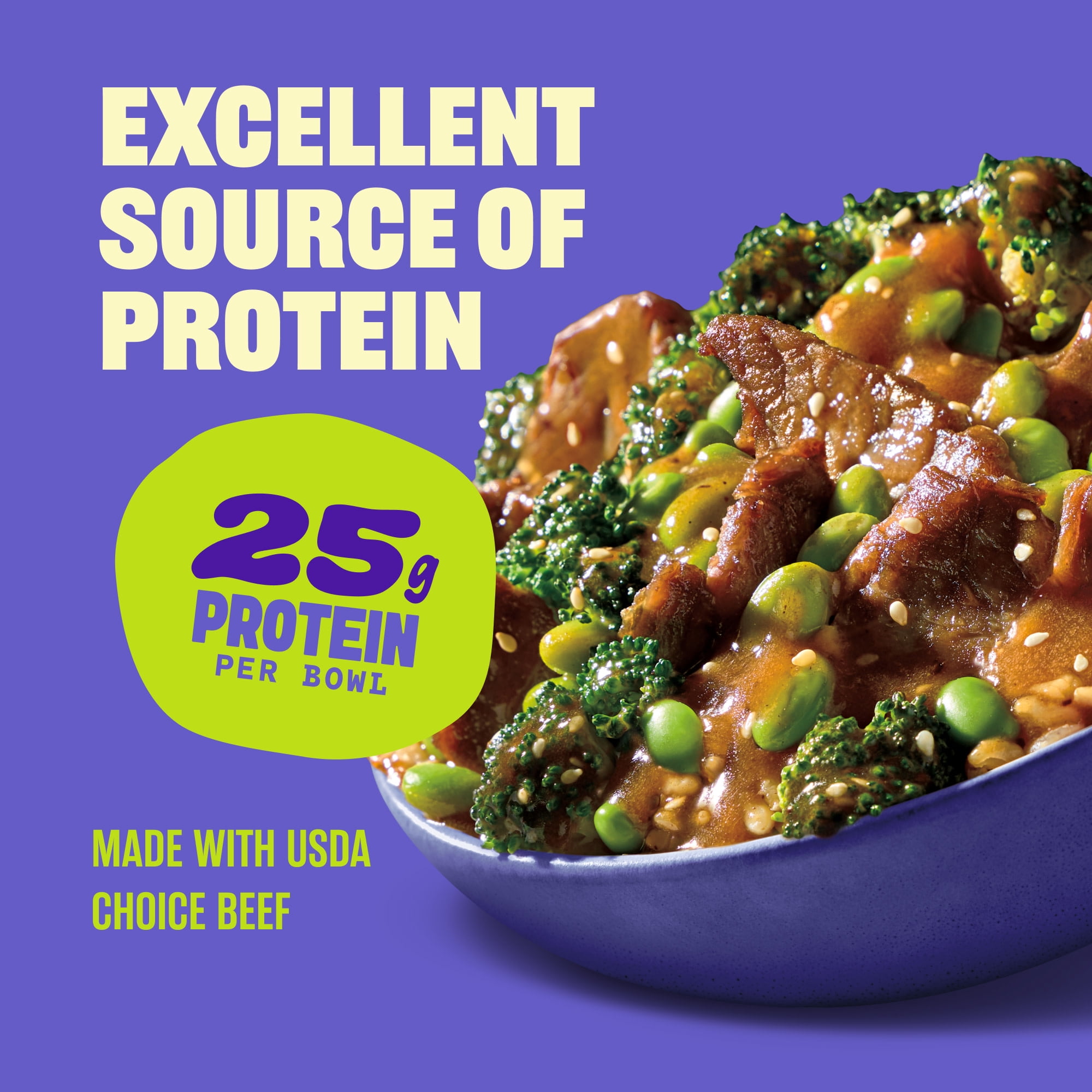 Evol Protein Bowls Beef & Broccoli Bowl, 25g Protein, Frozen Meal, 14 oz.