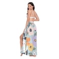 thumbnail image 3 of FORMRS Womens Long Sarong Beach Wrap Semi-Sheer Bikini Skirt Bathing Swimsuit Cover Up, Floral Pattern, 3 of 7