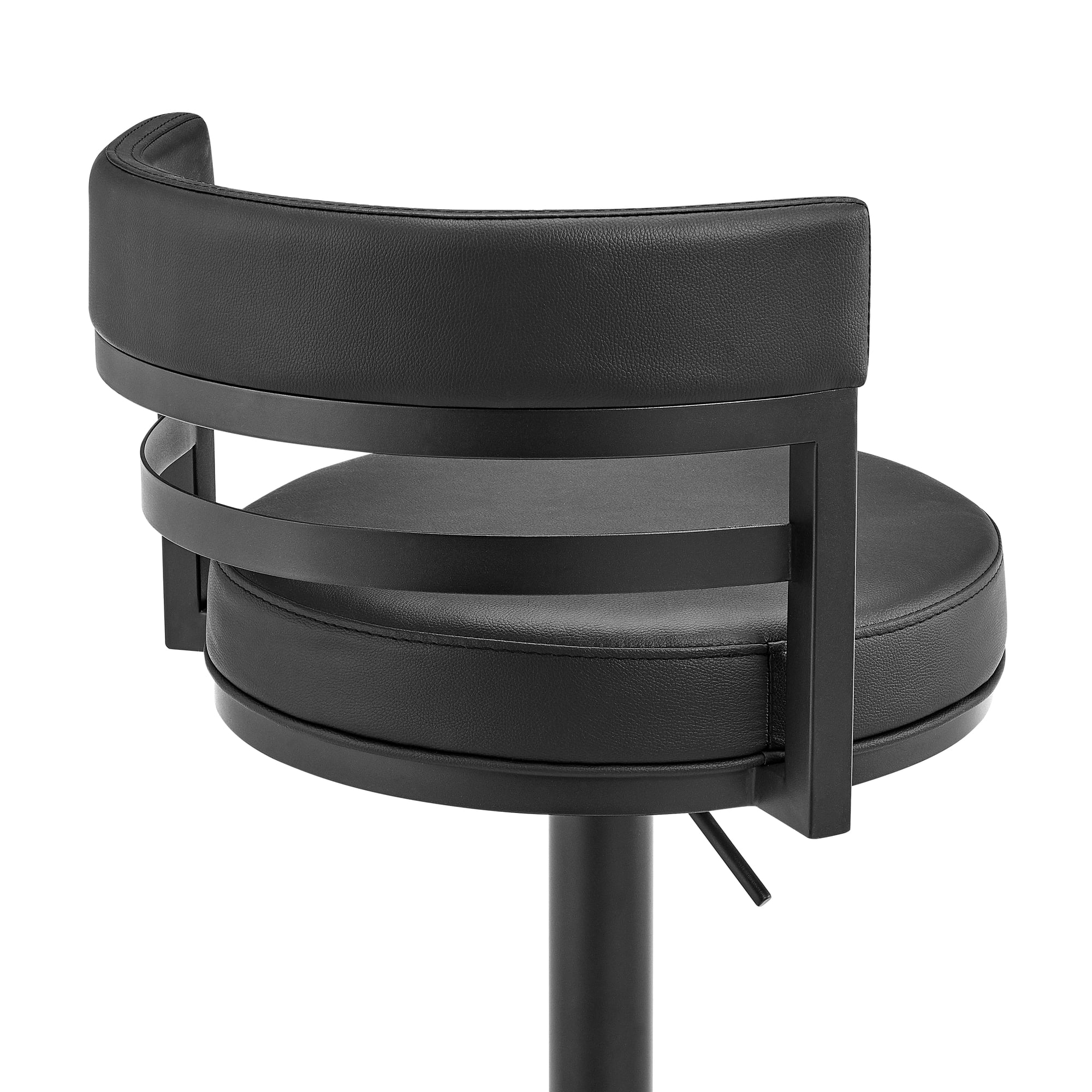 Judi Modern Industrial Swivel Metal Adjustable Height Barstool With Faux Leather Seat