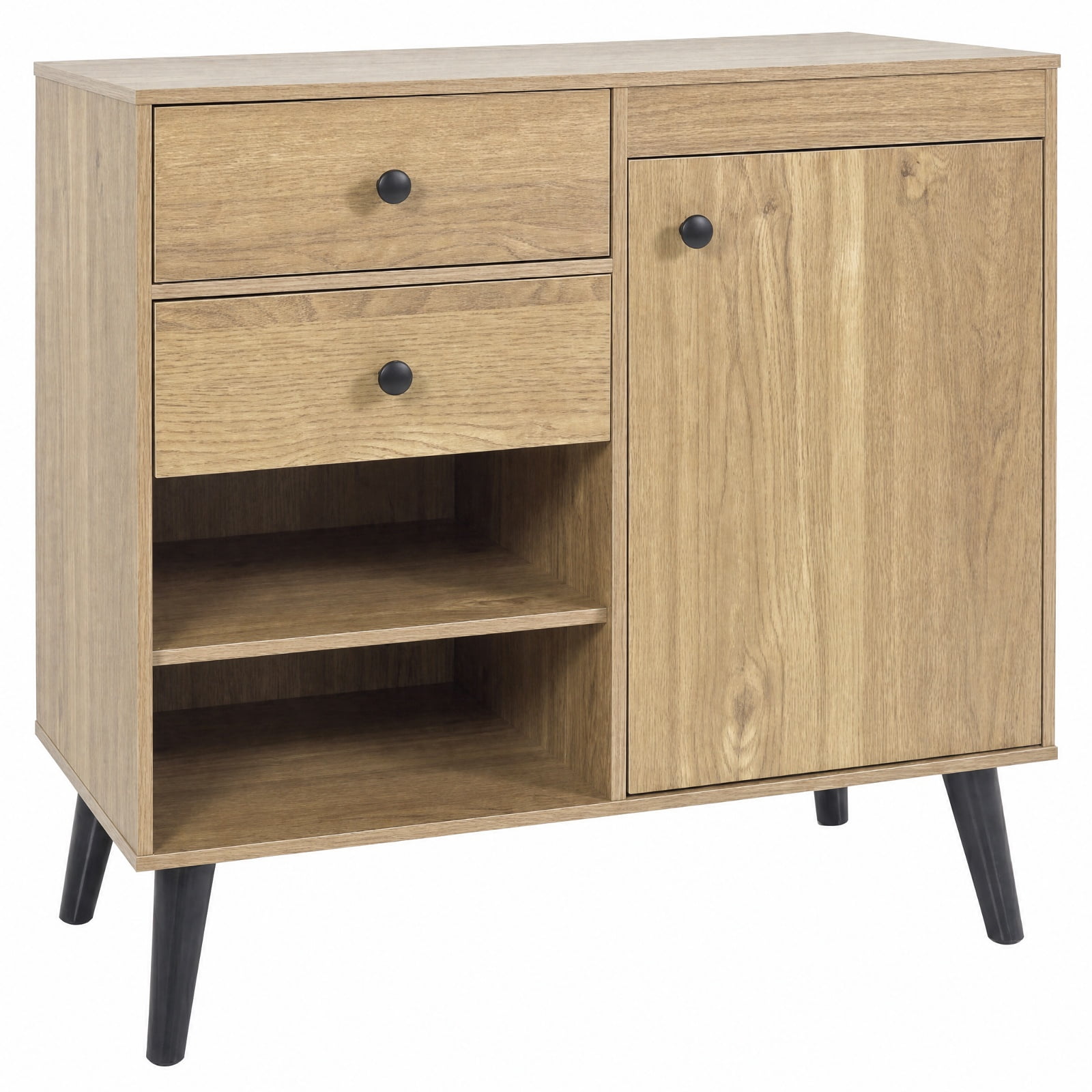 Furnibear 31" Sideboard Cabinet with 2 Open Compartments and 2 Drawers-Natrual for Kitchen Dining Living Room Buffet Storage Server, Natural