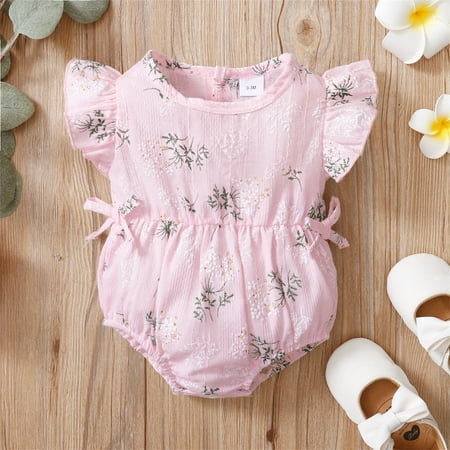 

NIUREDLTD Baby Girls Floral Spring Summer Short Sleeve Romper Bodysuit Clothes