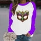 thumbnail image 4 of Xuyuer Mardi Gras Shirts for Women Shirt Funny Mask Graphic Tee Carnival Long Sleeve Shirt V Neck Top, 4 of 6
