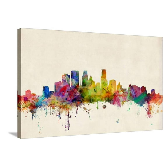 Minneapolis Minnesota Skyline Stretched Canvas Print Wall Art by Michael Tompsett Sold by Art.Com