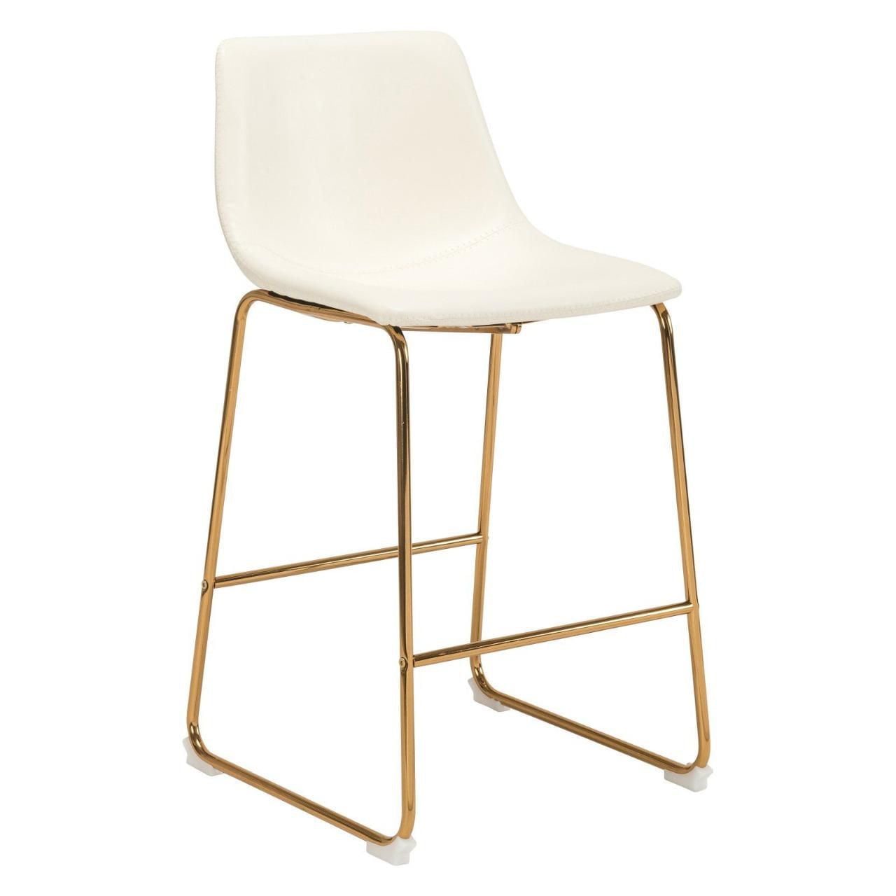 Plata Import Landon Stool in White with Gold Legs for Dining Area