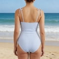 thumbnail image 5 of Naittoop Women's Striped One Piece Swimsuits Tie Shoulder Ruffle Trim High Cut Belly Control Bathing Suit, 5 of 5