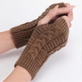 thumbnail image 1 of Guantes de medio dedo para mujer, de invierno, suaves y cálidos, de lana, para tejer, de brazo corto, suaves y cálidos, para trabajo, protección de manos., 1 of 5