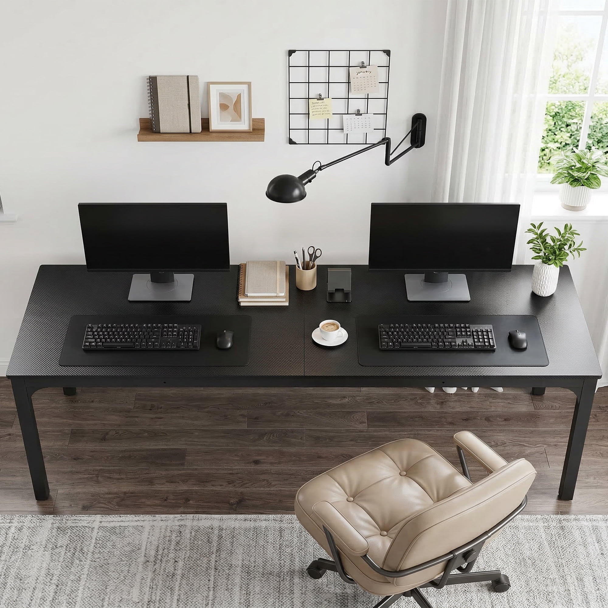 MAYEERTY 78.7" Extra Long Industrial Double Workstation Desk, 2-Person Home Office Desk with Heavy-Duty Metal Frame, 200lbs Capacity MDF Tabletop