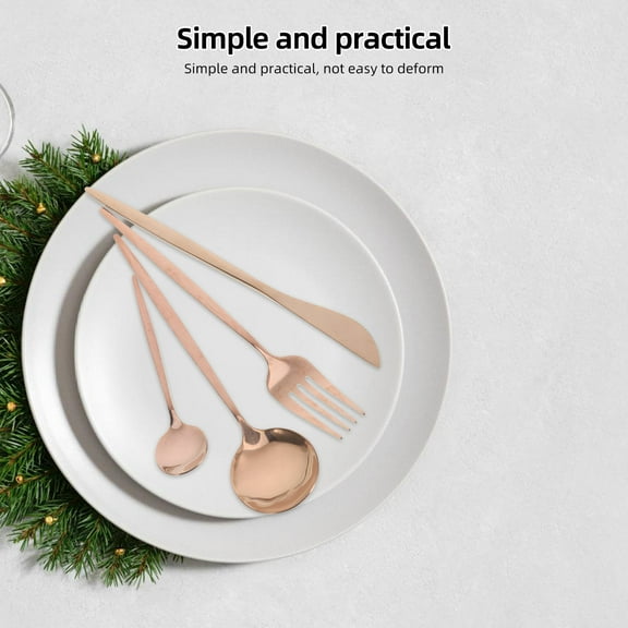 WHAMVOX Stainless Steel Kitchen Utensils Set Rose Gold ServingSpoons and Forks for Parties 6 Piece