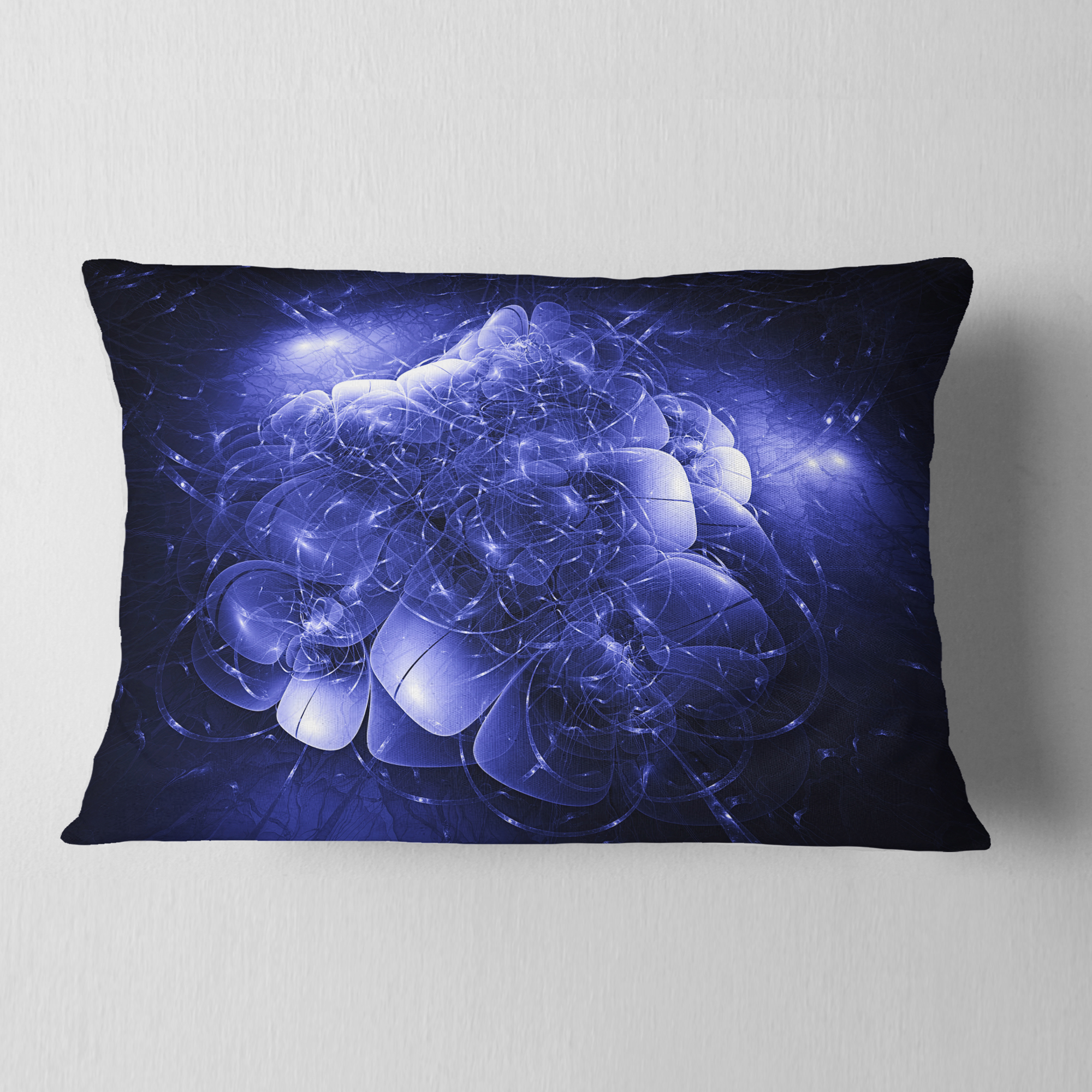 Designart Alien Mystical Flower Blue - Floral Throw Pillow - 12x20