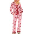 thumbnail image 2 of Mommy and Me Matching Pajamas, Bow/Heart Print Tie Front Long Sleeve Tops and Long Pants Set Family Matching Sleepwear, 2 of 7
