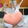 thumbnail image 4 of Wadada Soft Heart Throw Pillow Plush Heart Shaped Decorative Pillow Faux Rabbit Fluffy Heart Shaped Cushion for Girl on Valentine's Day Fit for Living Bed Dining Sofa Car (Pink), 4 of 6