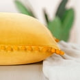 thumbnail image 6 of PiccoCasa Velvet Pillow Cover with Pompoms for Sofa Bed 1PCS Golden Yellow 20x20Inch, 6 of 8