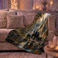 thumbnail image 5 of Black Bear Family beside Forest River and Tall Pines, Peaceful Wildlife Scene for Bear Lovers, Warm Flannel Blanket for Cabin and Lodge, Father's Day Gift, Rustic Home Decor, 5 of 7