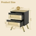 thumbnail image 5 of Bestier Natural Rattan Nightstand with 2 Drawers, Bedside Table with Storage, Modern End Table with Metal Legs for Living Room, Bedroom, Kids Room, 5 of 10