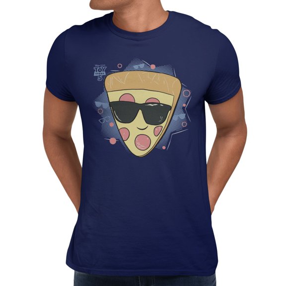 Disney Pixar Toy Story 5 Men's Pizza With Sunglasses Stars And Brush Stroke (Navy, S-XXXL)