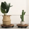 thumbnail image 6 of Flowers Pot Mover Trolley Shelf Universal Wheel Tray 360° Swivel Plant Stand Removable Round Wooden Flower Pot Holder, 6 of 9