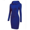 thumbnail image 1 of LUXUR Robes à Capuche pour Femmes Manches Longues Pull à Capuche Couleur Unie Robe Sweat Ajustée avec Cordon Bleu TG, 1 of 2