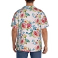 thumbnail image 3 of KLL Rose Flowers Print Men's Shirt Short Sleeve Button Down Summer Cuba Beach Shirts- Small, 3 of 5
