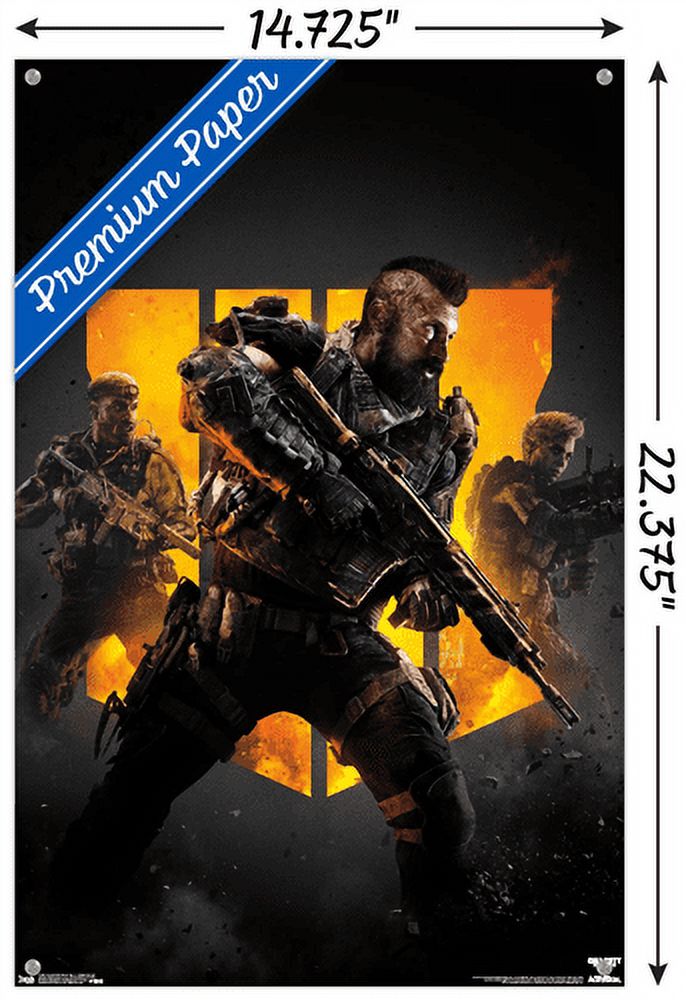 Call of Duty: Black Ops 4 - Group Key Art Wall Poster with Push Pins, 14.725" x 22.375"